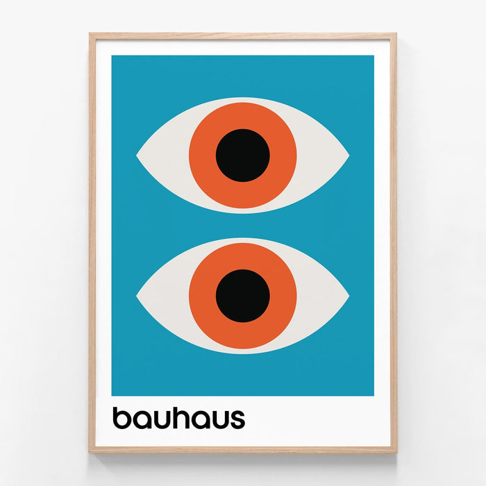 Bauhaus Aqua oak framed print