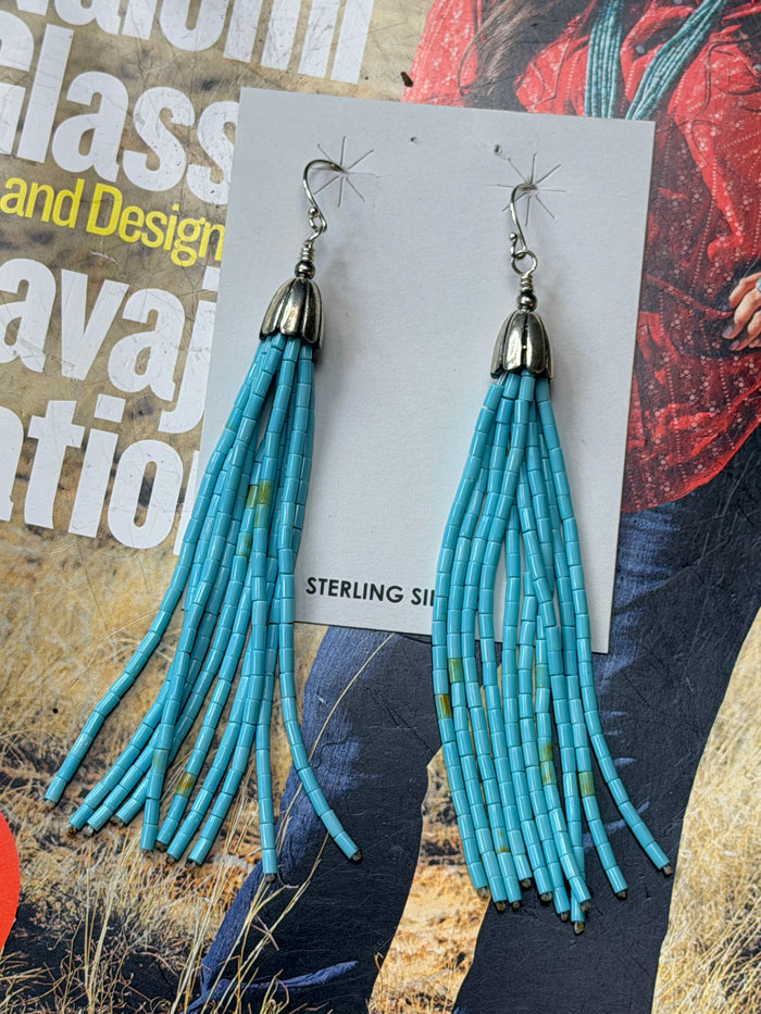 Beaded Kingman Tassel Earrings