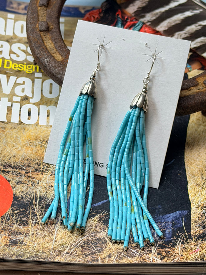 Beaded Kingman Tassel Earrings