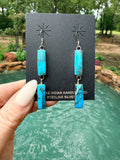 Beautiful Native Made Two Stone Turquoise Earrings by Tsosie