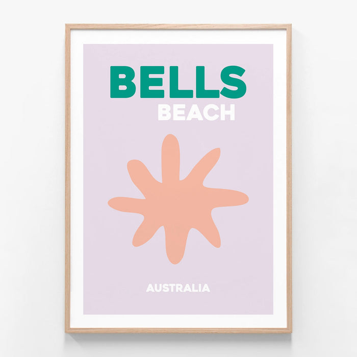 Bells Beach 1 oak framed art print