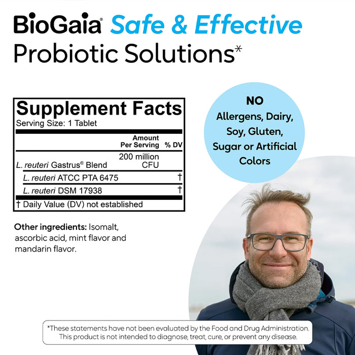 BioGaia Gastrus Lactic Acid Chewable Tablets