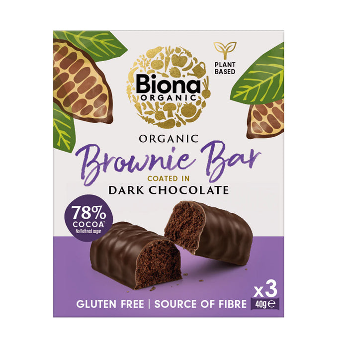 Biona Organic Brownie Bar Coated in Dark Chocolate