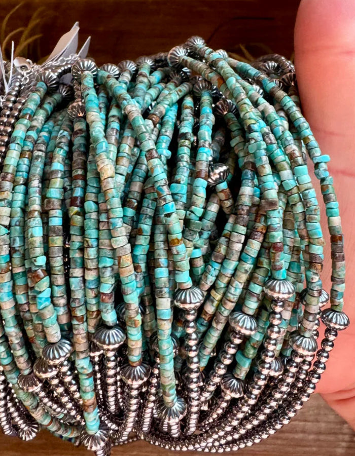 Blue-Green Turquoise Heishi Choker – 14"