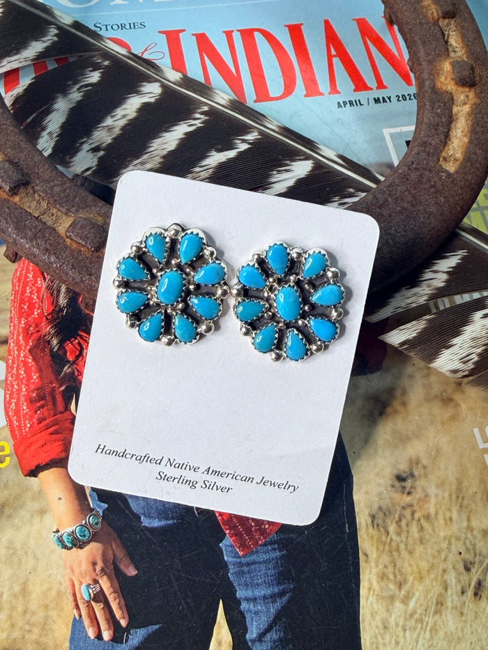 Blue Ridge Turquoise Cluster Earrings by P. Spencer