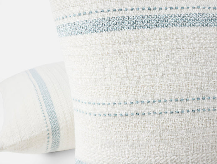Bonita Organic Decorative Pillow Cover - Coyuchi | Soft White w/Pacific Blue