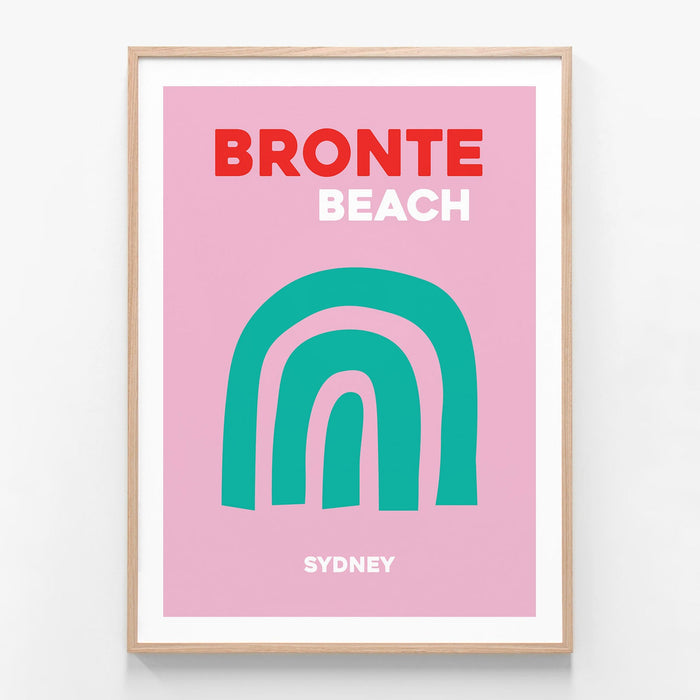 Bronte Beach Sydney oak framed art print