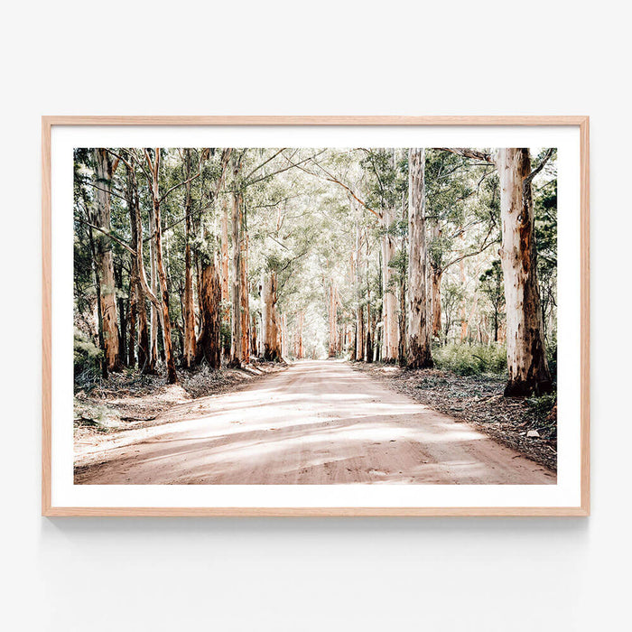 Bush Road wall art print in oak frame