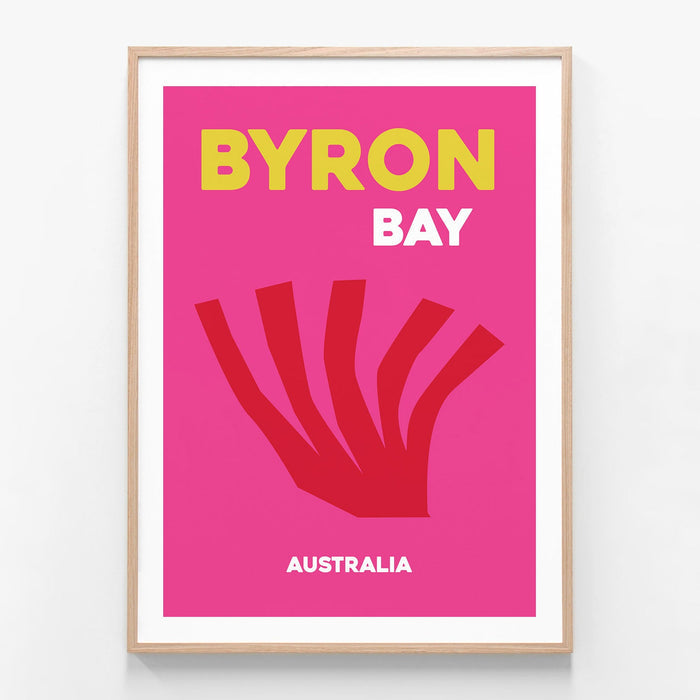 Byron Bay 3 oak framed art print