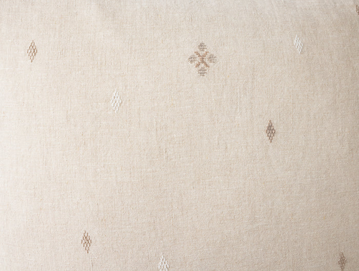 Cambria Embroidered Organic Linen Decorative Throw Pillow Cover