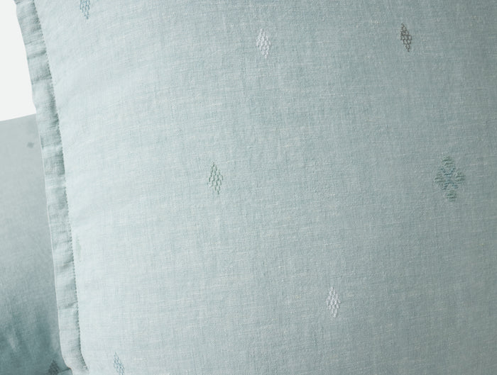 Cambria Embroidered Organic Linen Decorative Throw Pillow Cover