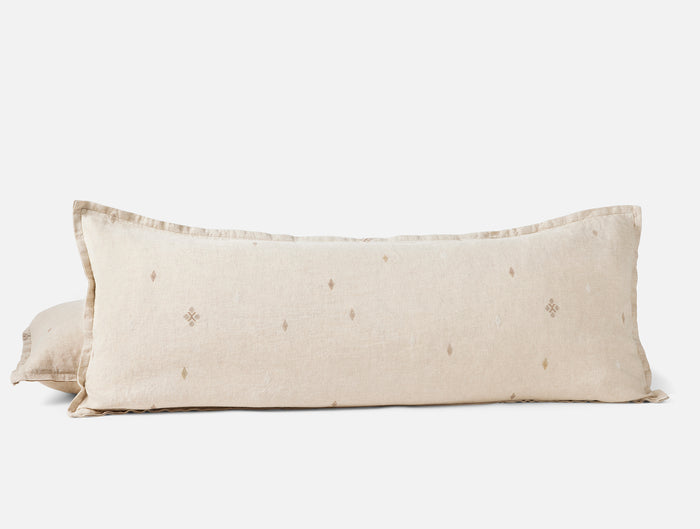 Cambria Embroidered Organic Linen Decorative Throw Pillow Cover