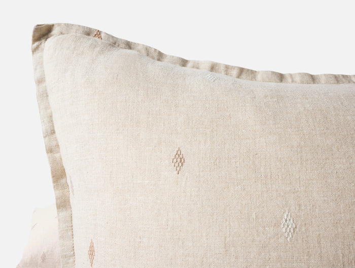 Cambria Embroidered Organic Linen Decorative Throw Pillow Cover