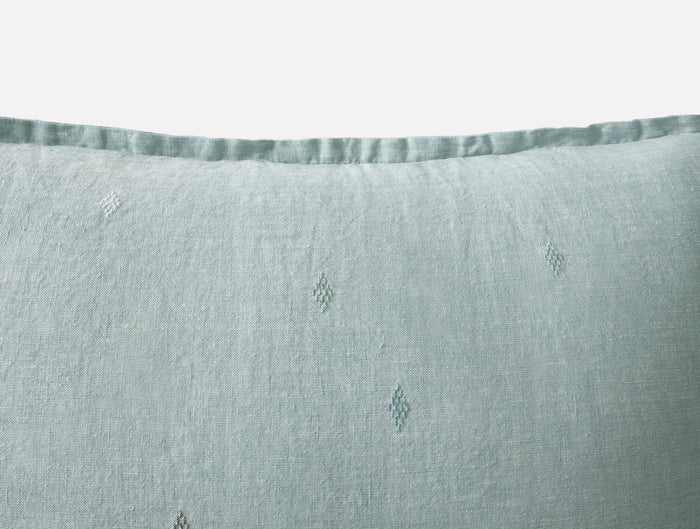 Cambria Embroidered Organic Linen Decorative Throw Pillow Cover