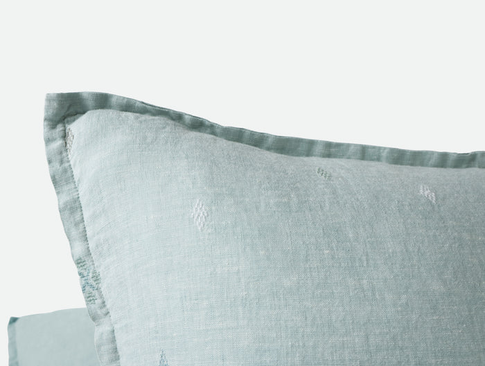 Cambria Embroidered Organic Linen Decorative Throw Pillow Cover