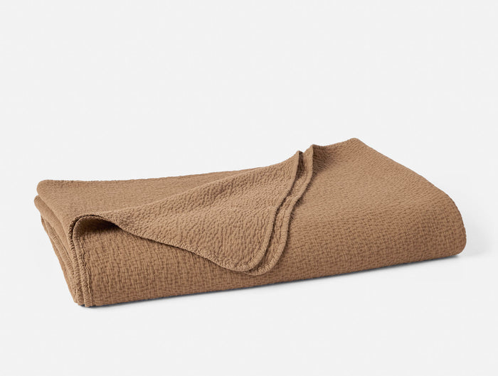 Cascade Organic Matelasse Blanket - Coyuchi | Chestnut