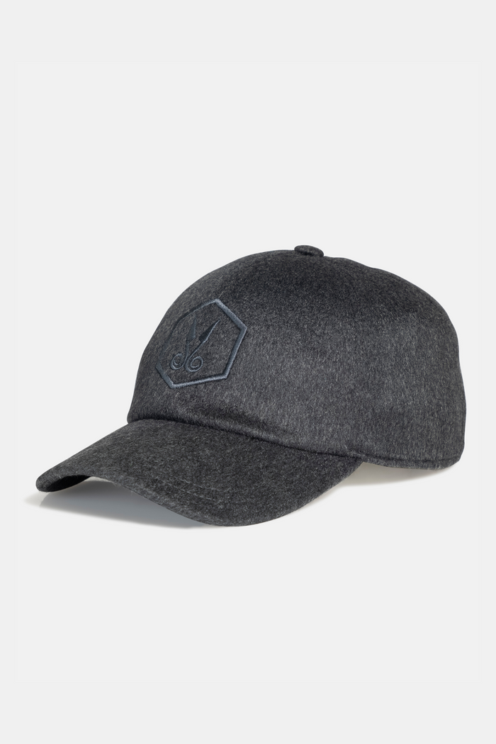 Cashmere Baseball Cap, Dark Charcoal