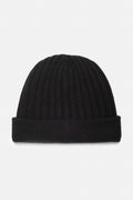 Black Pure Cashmere Beanie, Norwegian Wool, Made in Italy