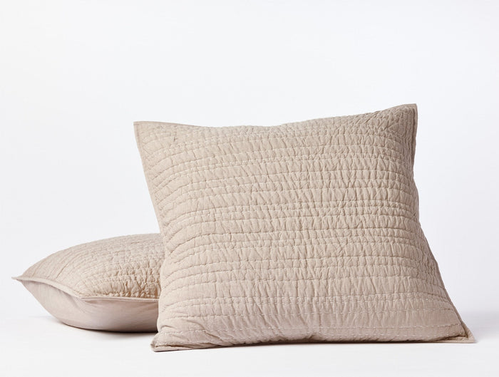 Channel Handstitched Organic Quilt | Hazel Chambray