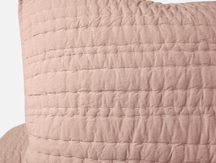 Channel Handstitched Organic Sham - Coyuchi | Praline Chambray