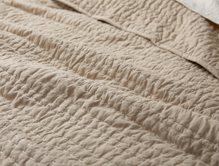 Channel Handstitched Organic Quilt | Hazel Chambray