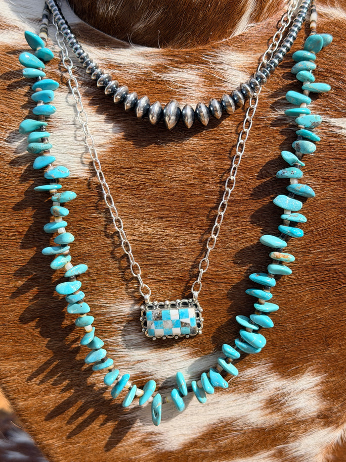 Checkered Turquoise Necklace