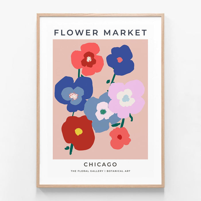Chicago Flower Market oak framed print