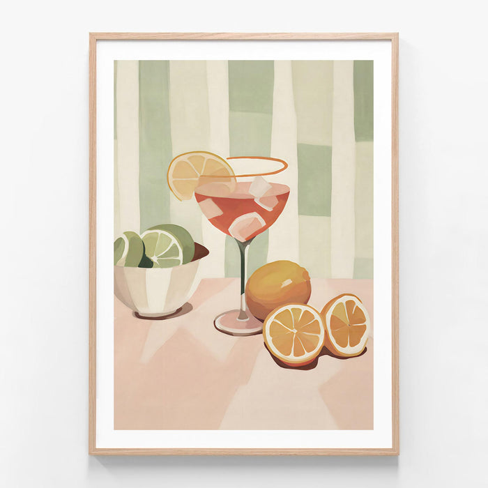 Citrus Cocktail oak framed print