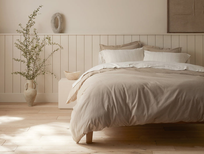 Cloud Brushed™ Organic Flannel Pillowcases | Camel Heather