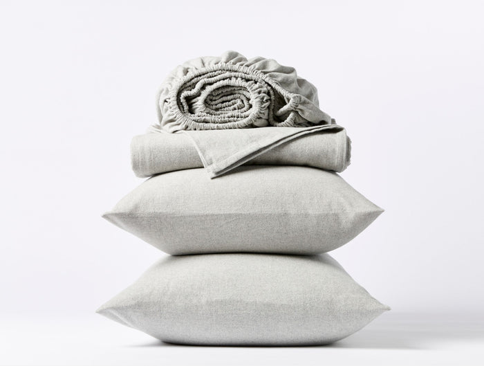 Cloud Brushed™ Organic Flannel Sheet Sets | Pale Gray Heather