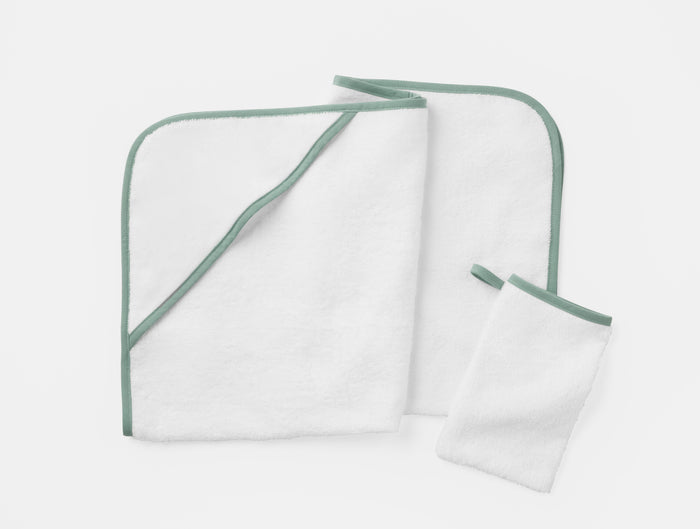 Cloud Loom™ Organic Baby Hooded Towel and Bath Mitt Set