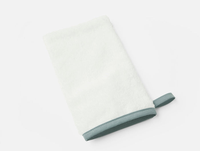 Cloud Loom Organic Baby Hooded Towel Set | Alpine White w/Lagoon