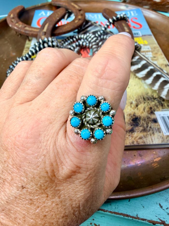 Cluster Turquoise Native Made Ring size 7.5