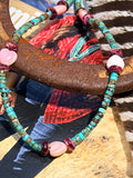 Color Pop Summer Necklace - Turquoise, Purple Spiny & Pink Conch