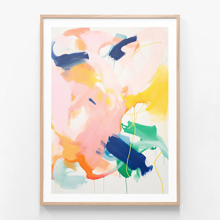 Colour Chaos oak framed print