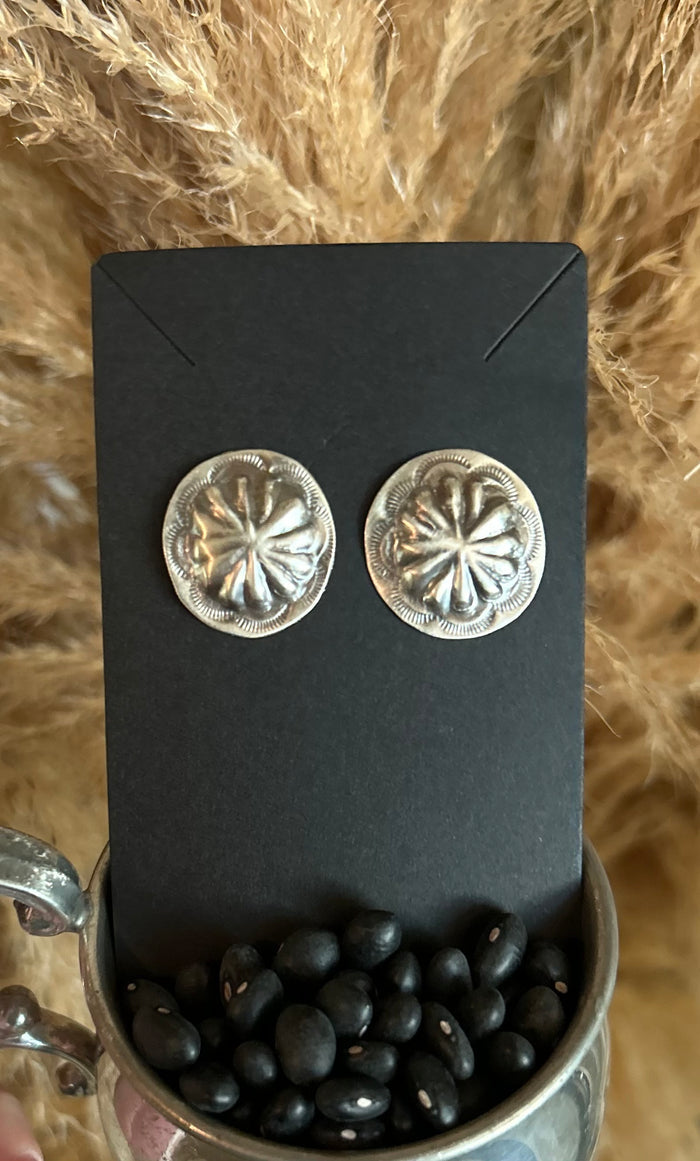 Concho Sterling Silver Earrings by Joan Begay