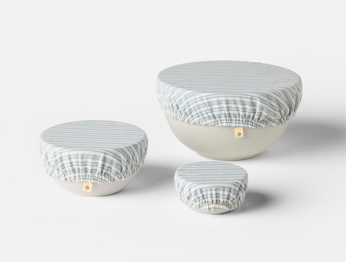 Coyuchi Conserve Organic Bowl Covers | Surf Chambray/Stripe