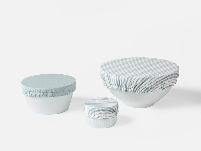 Coyuchi Conserve Organic Bowl Covers - Coyuchi | Pacific Blue Stripe/Surf Chambray
