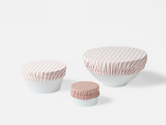Coyuchi Conserve Organic Bowl Covers - Coyuchi | Praline Stripe/Praline Chambray