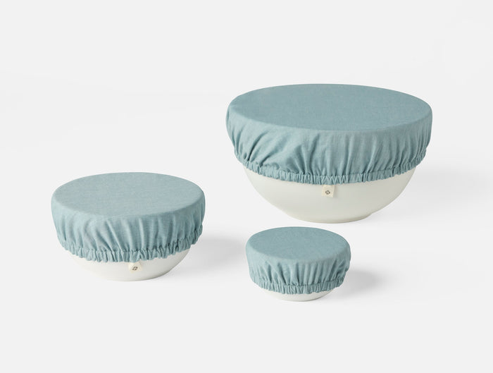 Coyuchi Conserve Organic Bowl Covers | Surf Chambray/Stripe