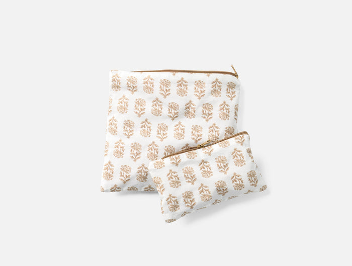Coyuchi Conserve Organic Snack Bags - Coyuchi | Shell Chrysanthemum/Praline Chambray