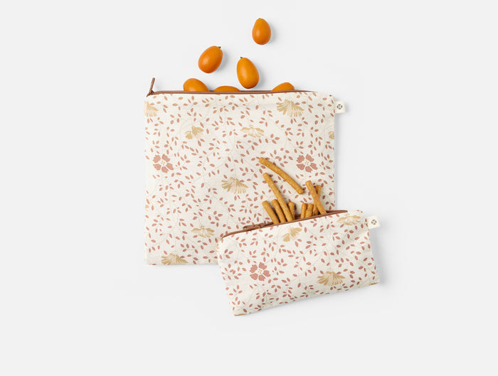 Coyuchi Conserve Organic Snack Bags - Coyuchi | Praline Meadow/Hazel Chambray