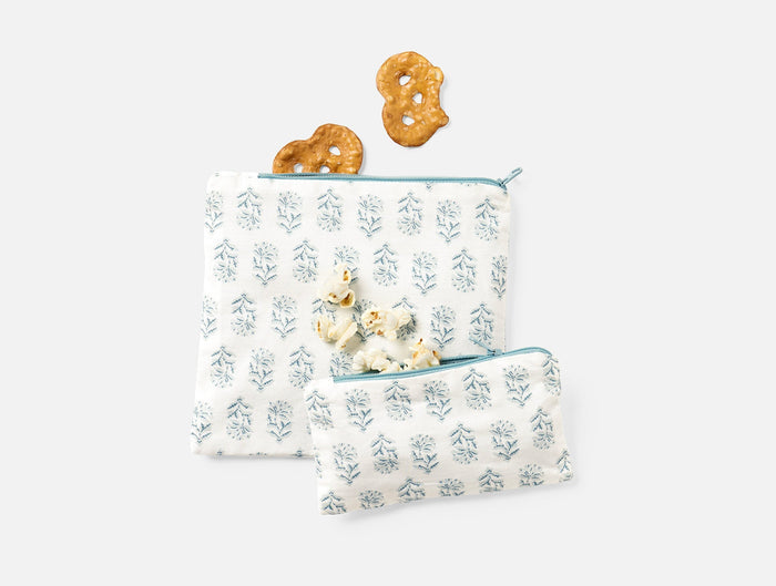 Coyuchi Conserve Organic Snack Bags - Coyuchi | Dew Chrysanthemum/Surf Chambray