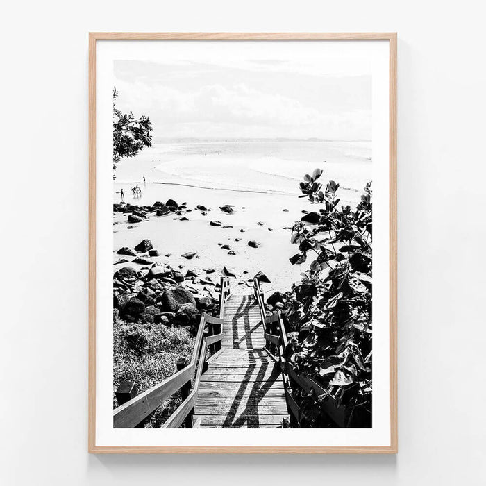 Coolangatta Stairs wall art print in oak frame