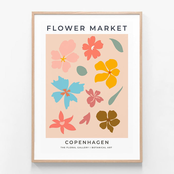 Copenhagen Flower Market 2 oak framed print