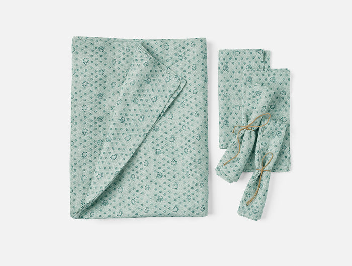 Coral Bell Print Tablecloth + Napkin Set