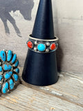 Coral & Turquoise Ring Size: 11