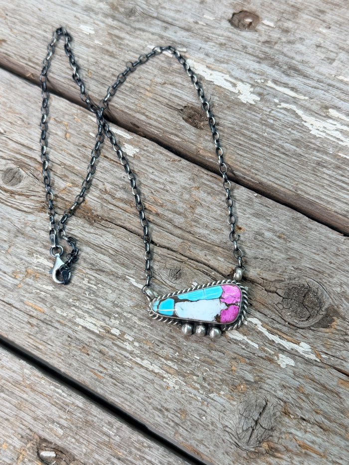 Cotton Candy and Sterling Silver Necklace by Chassity Belone
