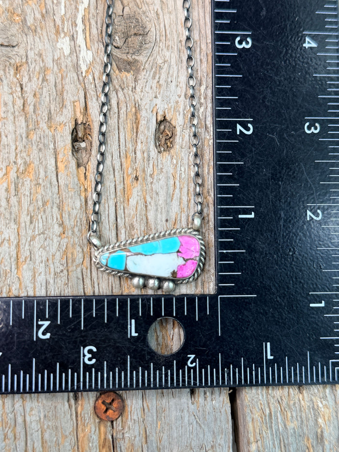 Cotton Candy and Sterling Silver Necklace by Chassity Belone
