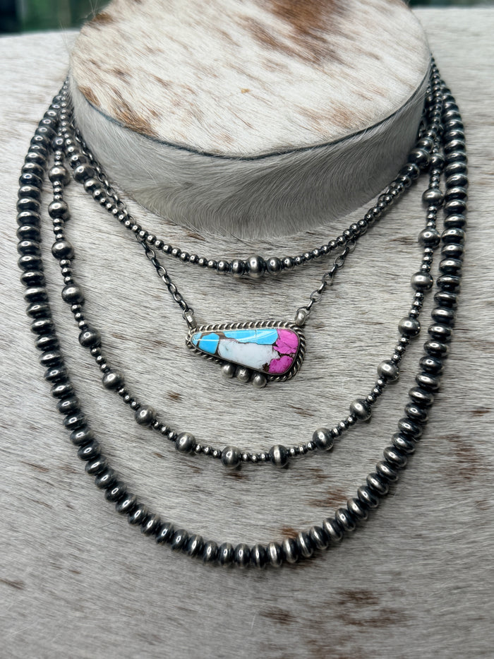 Cotton Candy and Sterling Silver Necklace by Chassity Belone